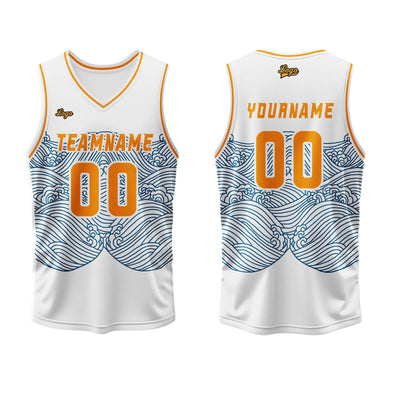 Custom White Blue Orange Basketball Jersey Uniform Suit Printed Your Logo Name Number enthsush