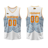 Custom White Blue Orange Basketball Jersey Uniform Suit Printed Your Logo Name Number