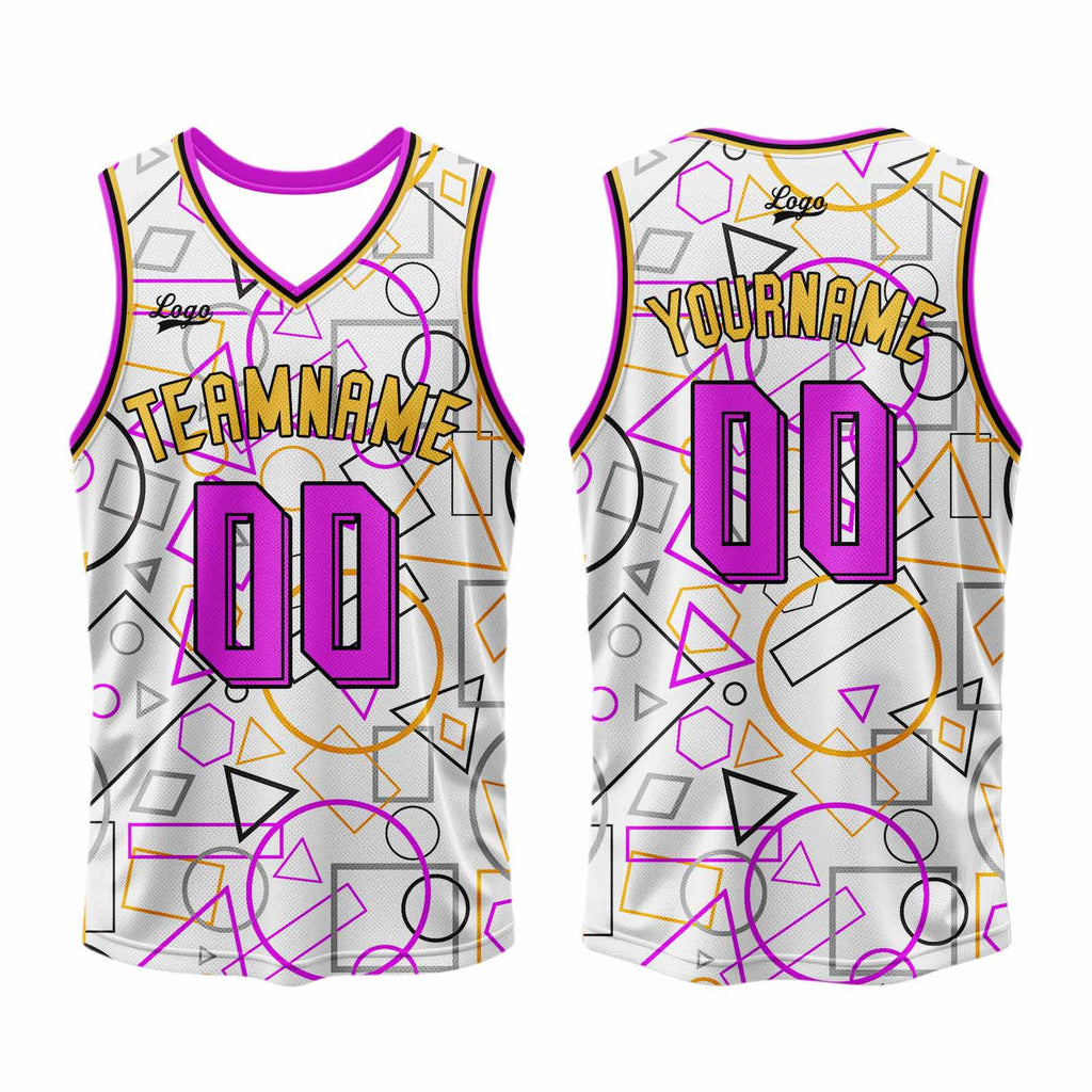 Custom White Pink Basketball Jersey Uniform Suit Printed Your Logo Name Number enthsush