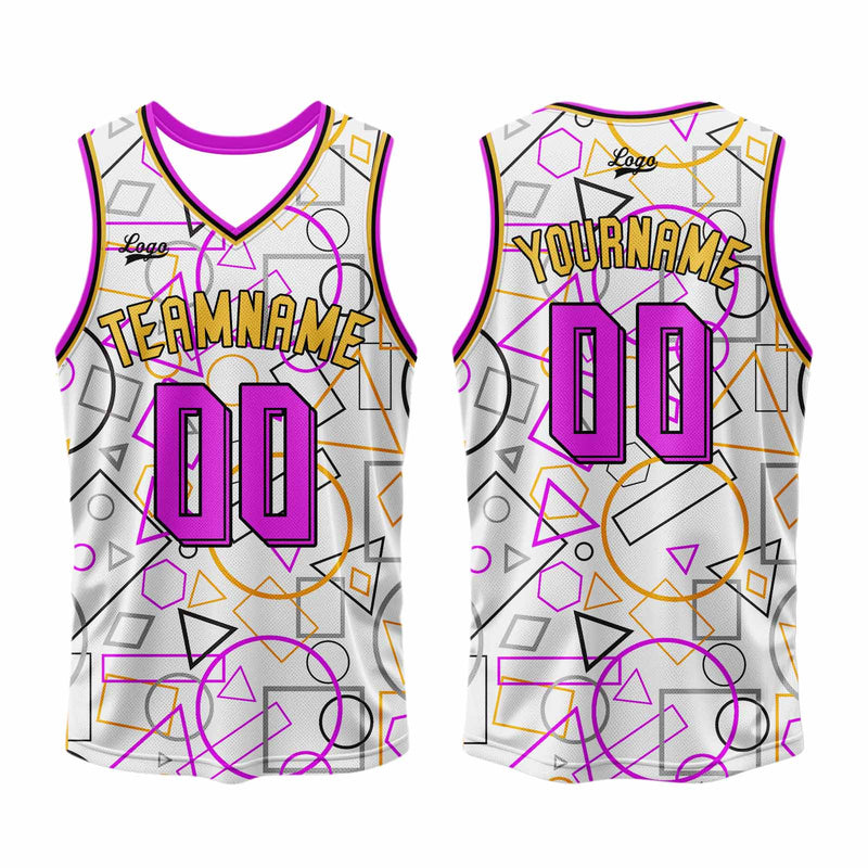 Custom White Pink Basketball Jersey Uniform Suit Printed Your Logo Name Number