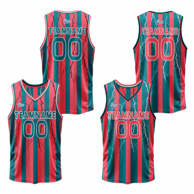Custom Red Midnight Green Reversible Basketball Suit for Adults and Kids Personalized Jersey enthsush