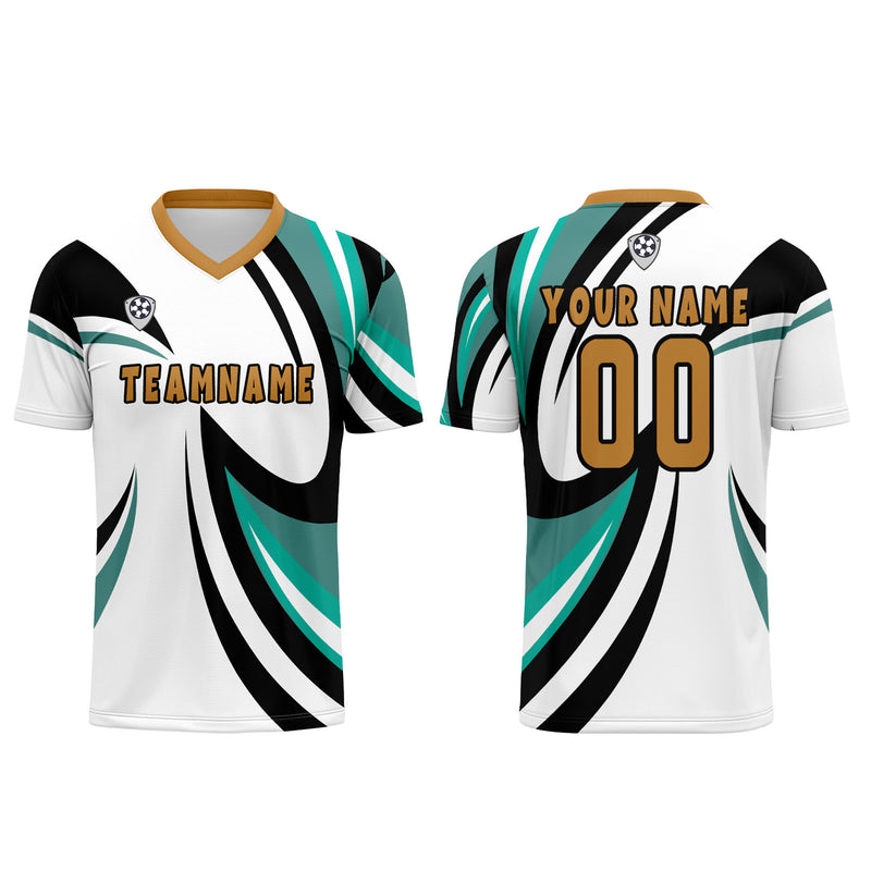 Custom White Teal Jerseys for Men Women Personalized Soccer Uniforms for Adult and Kid
