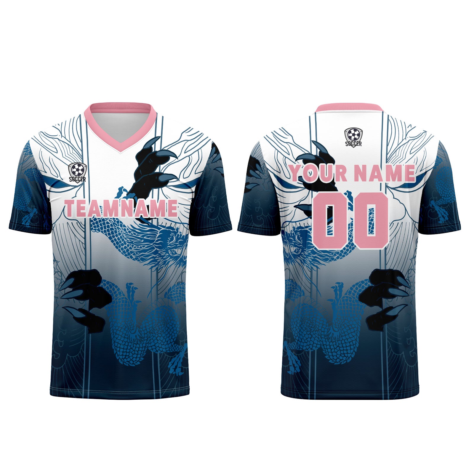 Custom Blue Pink Jerseys for Men Women Personalized Soccer Uniforms for Adult and Kid enthsush