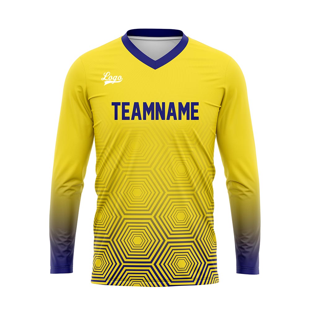 Custom Yellow Dark Blue Basketball Soccer Football Shooting Long T-Shirt for Adults and Kids enthsush