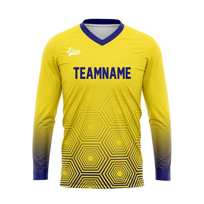 Custom Yellow Dark Blue Basketball Soccer Football Shooting Long T-Shirt for Adults and Kids enthsush