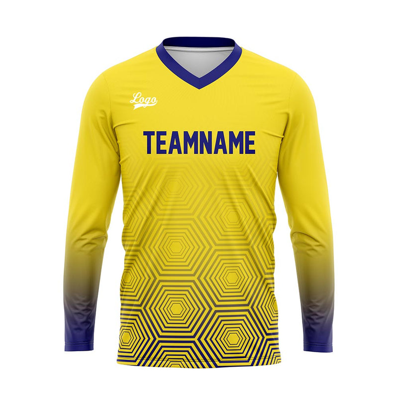 Custom Yellow Dark Blue Basketball Soccer Football Shooting Long T-Shirt for Adults and Kids