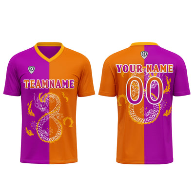 Custom Purple Orange Soccer Jerseys for Men Women Personalized Soccer Uniforms for Adult and Kid enthsush