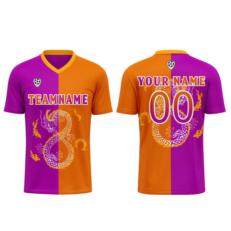 Custom Purple Orange Soccer Jerseys for Men Women Personalized Soccer Uniforms for Adult and Kid