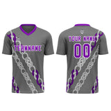 Custom Gray Violet Jerseys for Men Women Personalized Soccer Uniforms for Adult and Kid