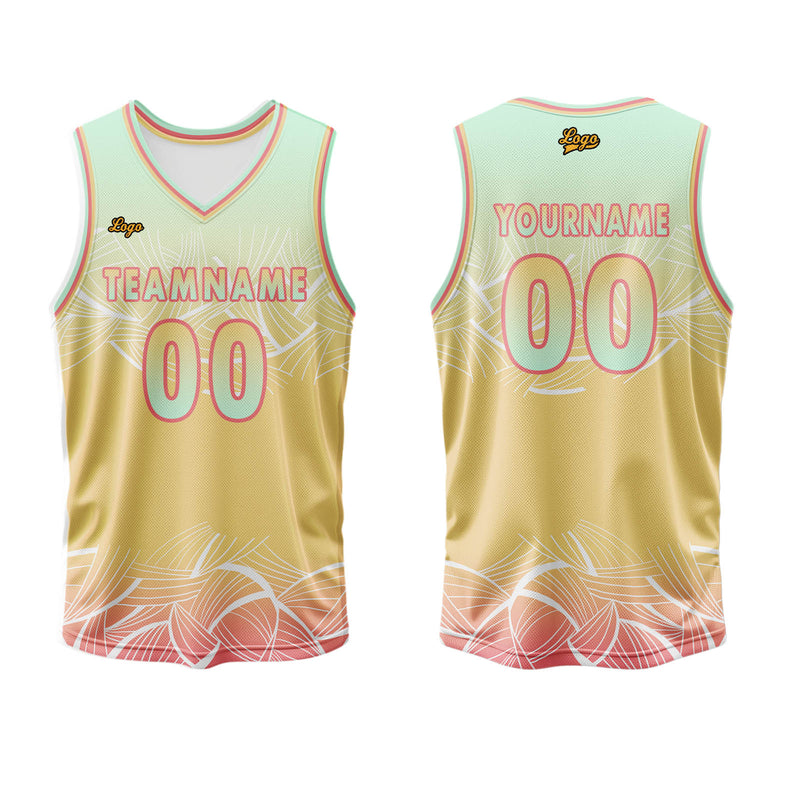 Custom Green Yellow Basketball Jersey Uniform Suit Printed Your Logo Name Number