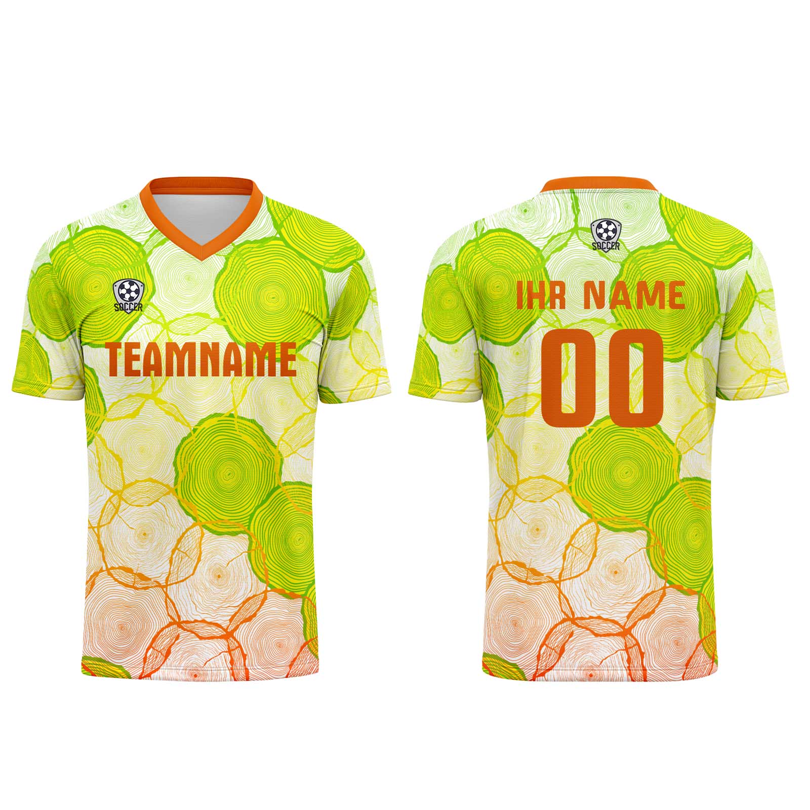 Custom Green Orange Jerseys for Men Women Personalized Soccer Uniforms for Adult and Kid enthsush