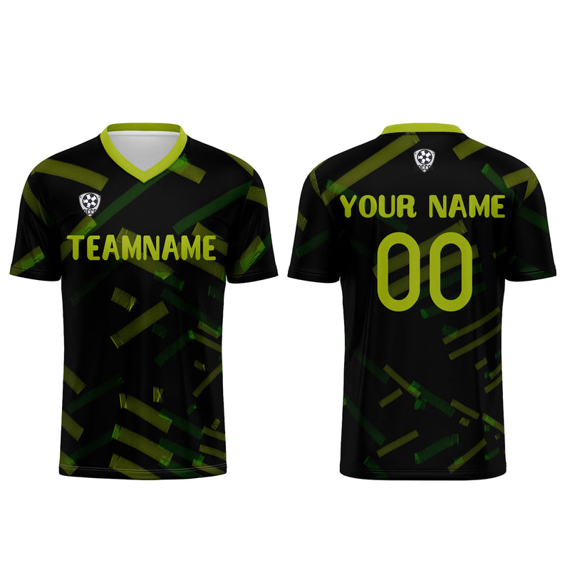 Custom Black Yellow Green Jerseys for Men Women Personalized Soccer Uniforms for Adult and Kid