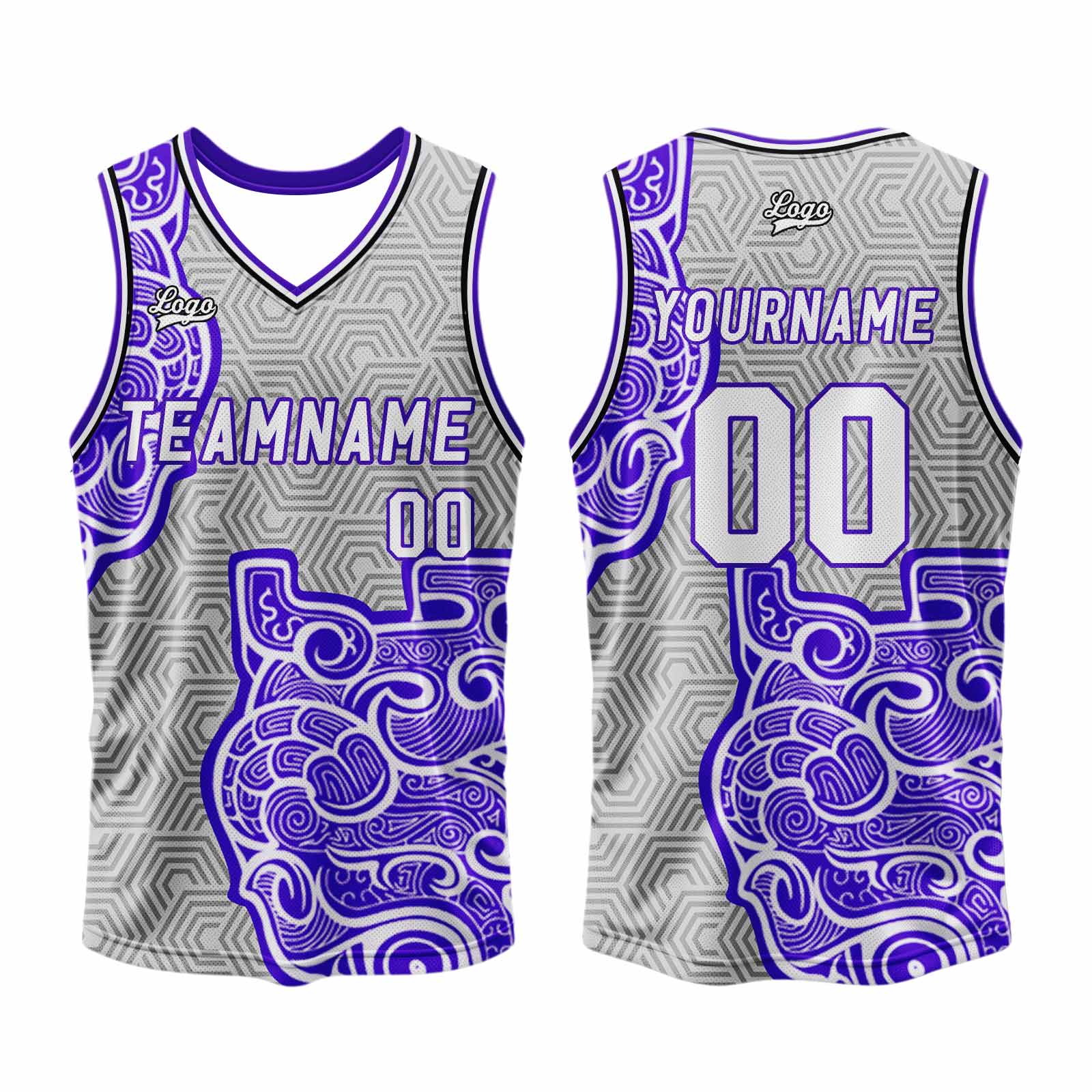 Custom Gray Purple Basketball Jersey Uniform Suit Printed Your Logo Name Number enthsush