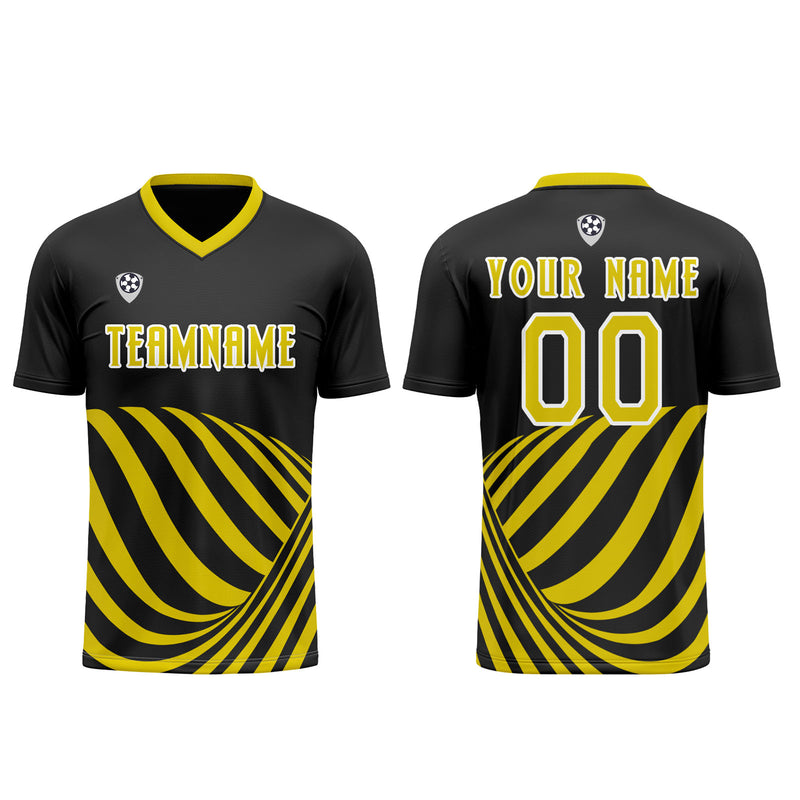 Custom Black Yellow Soccer Jerseys for Men Women Personalized Soccer Uniforms for Adult and Kid