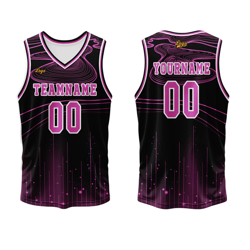 Custom Black Rose Purple Basketball Jersey Uniform Suit Printed Your Logo Name Number