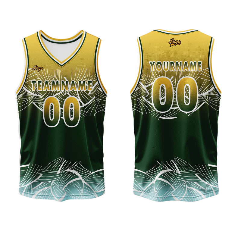 Custom Yellow Green Basketball Jersey Uniform Suit Printed Your Logo Name Number