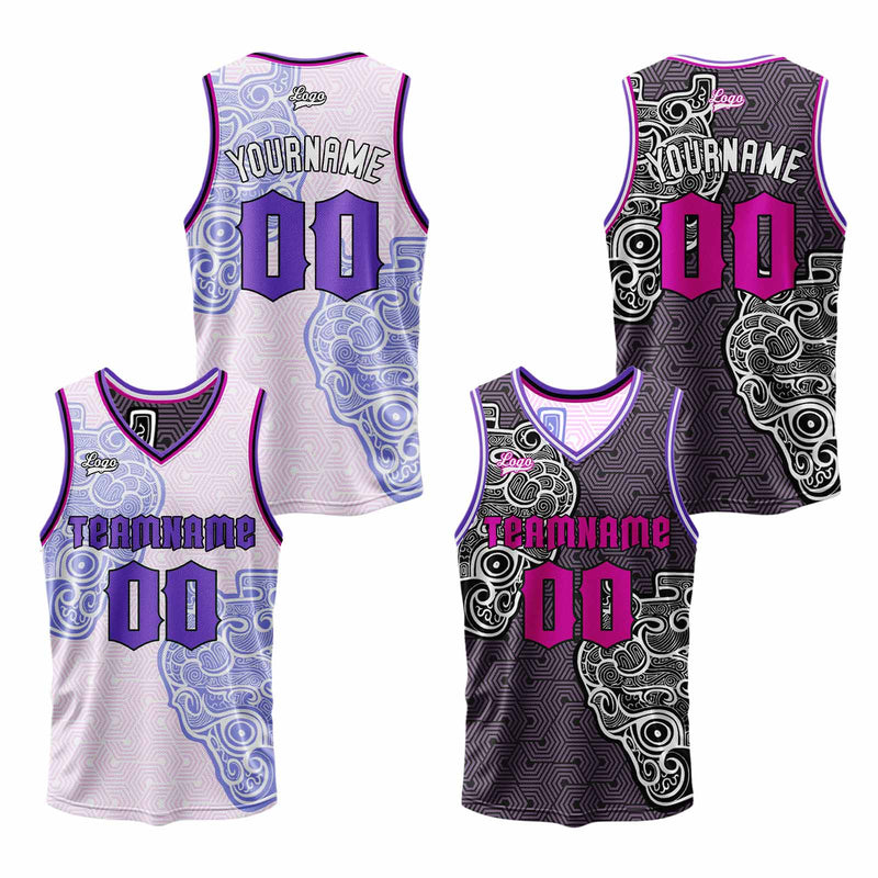 Custom Purple Reversible Basketball Suit for Adults and Kids Personalized Jersey