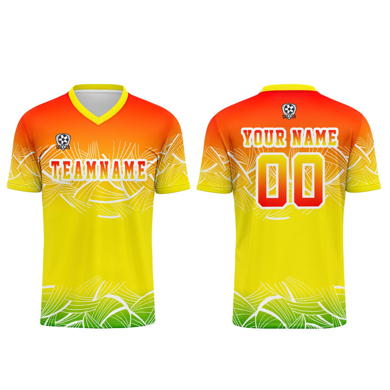 Custom Yellow Orange Jerseys for Men Women Personalized Soccer Uniforms for Adult and Kid