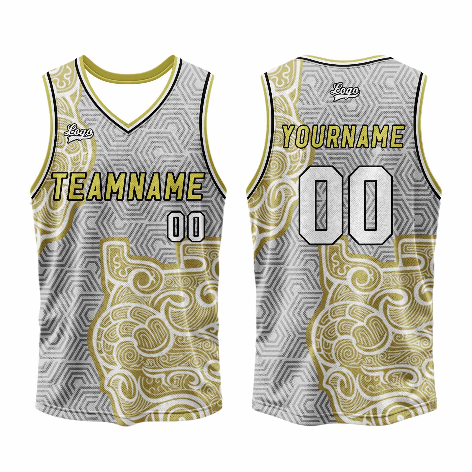Custom Gray Yellow Basketball Jersey Uniform Suit Printed Your Logo Name Number enthsush