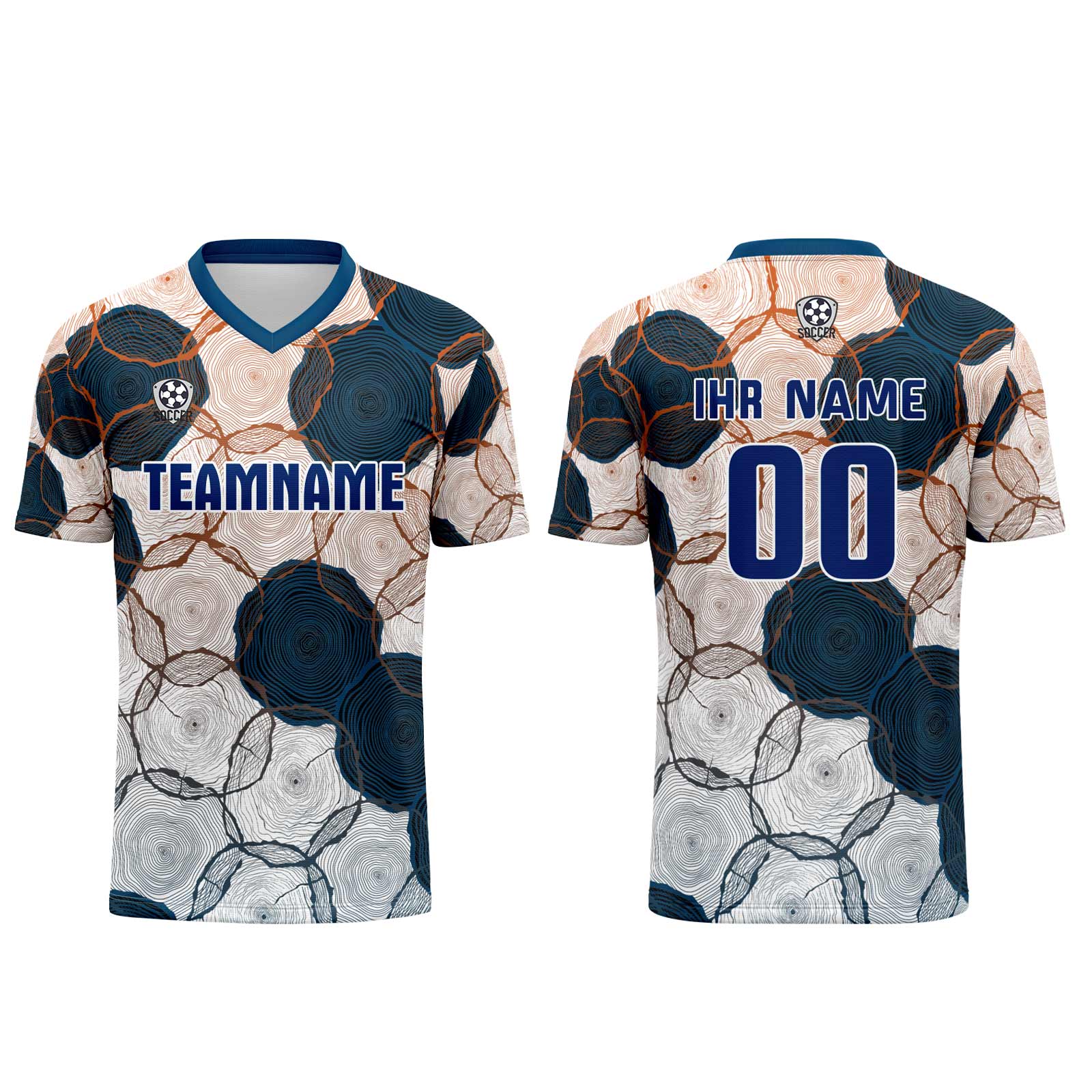 Custom Dark Blue Orange Jerseys for Men Women Personalized Soccer Uniforms for Adult and Kid enthsush