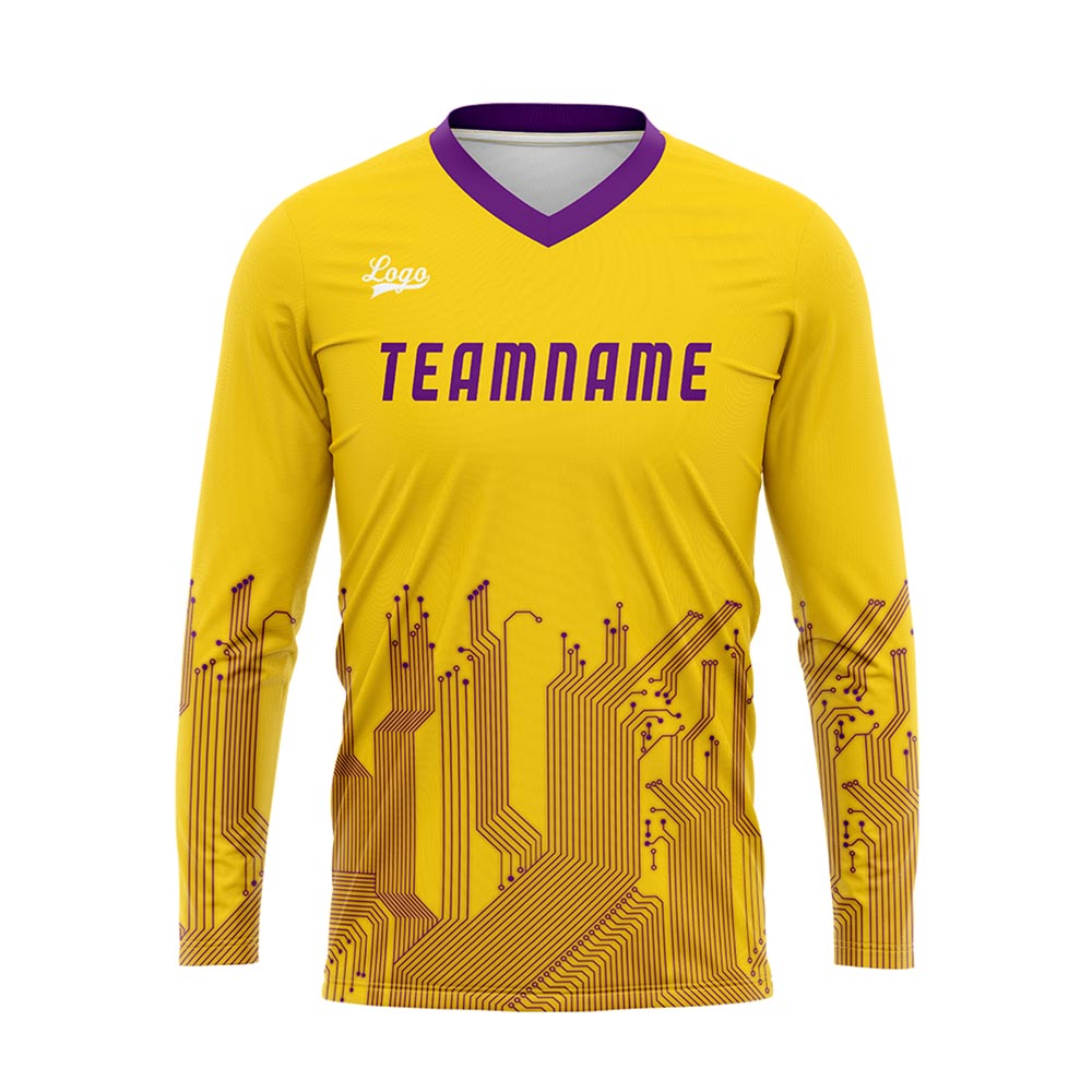 Custom Yellow Purple Basketball Soccer Football Shooting Long T-Shirt for Adults and Kids enthsush