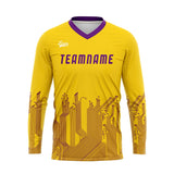 Custom Yellow Purple Basketball Soccer Football Shooting Long T-Shirt for Adults and Kids
