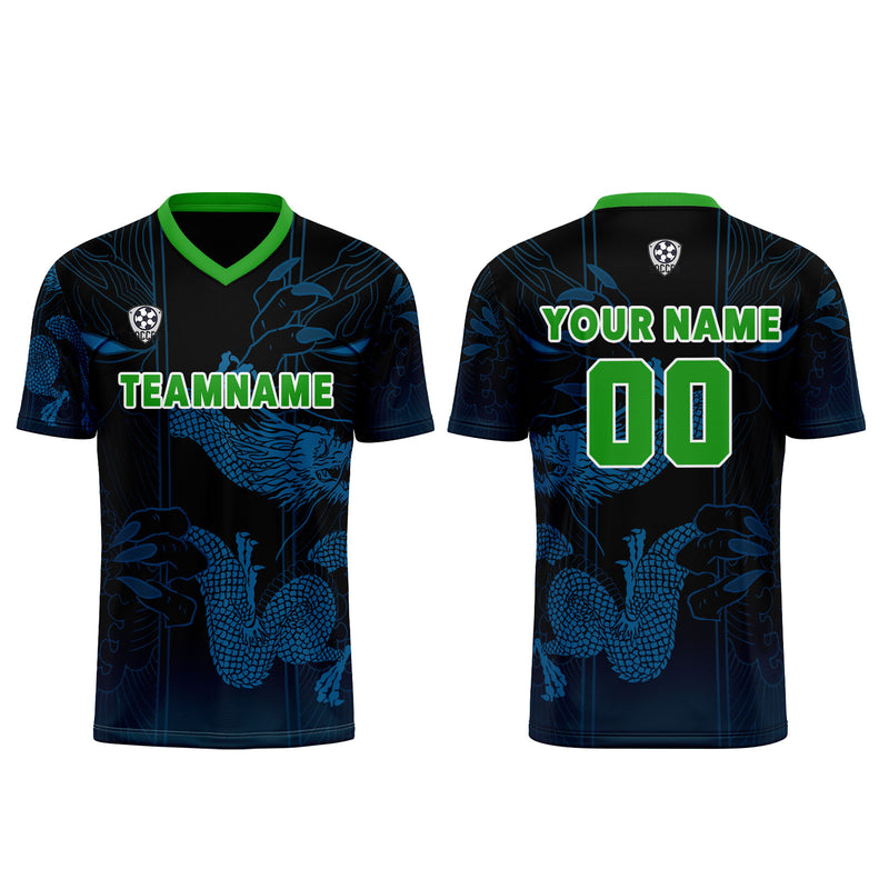 Custom Blue Green Jerseys for Men Women Personalized Soccer Uniforms for Adult and Kid