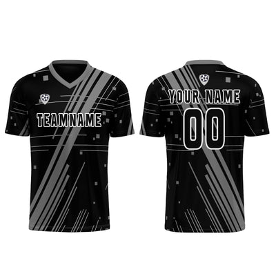 Custom Black Grey Jerseys for Men Women Personalized Soccer Uniforms for Adult and Kid enthsush