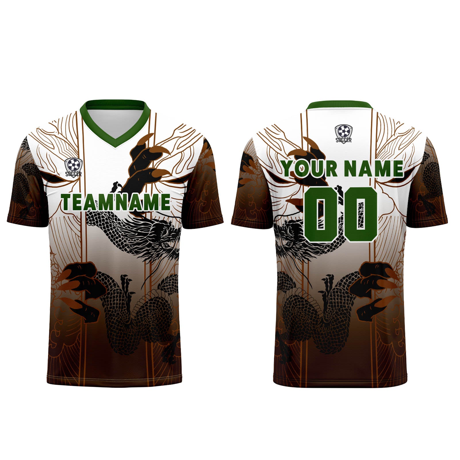 Custom Brown Green Jerseys for Men Women Personalized Soccer Uniforms for Adult and Kid enthsush