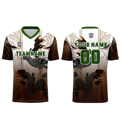 Custom Brown Green Jerseys for Men Women Personalized Soccer Uniforms for Adult and Kid enthsush