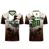 Custom Brown Green Jerseys for Men Women Personalized Soccer Uniforms for Adult and Kid