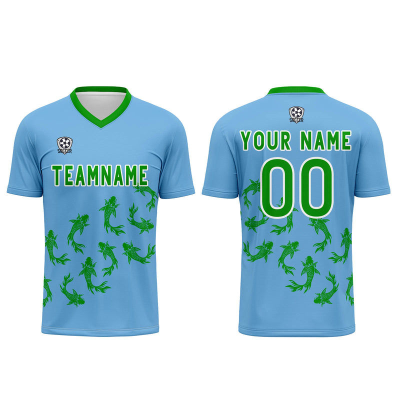 Custom Sky Blue Jerseys for Men Women Personalized Soccer Uniforms for Adult and Kid