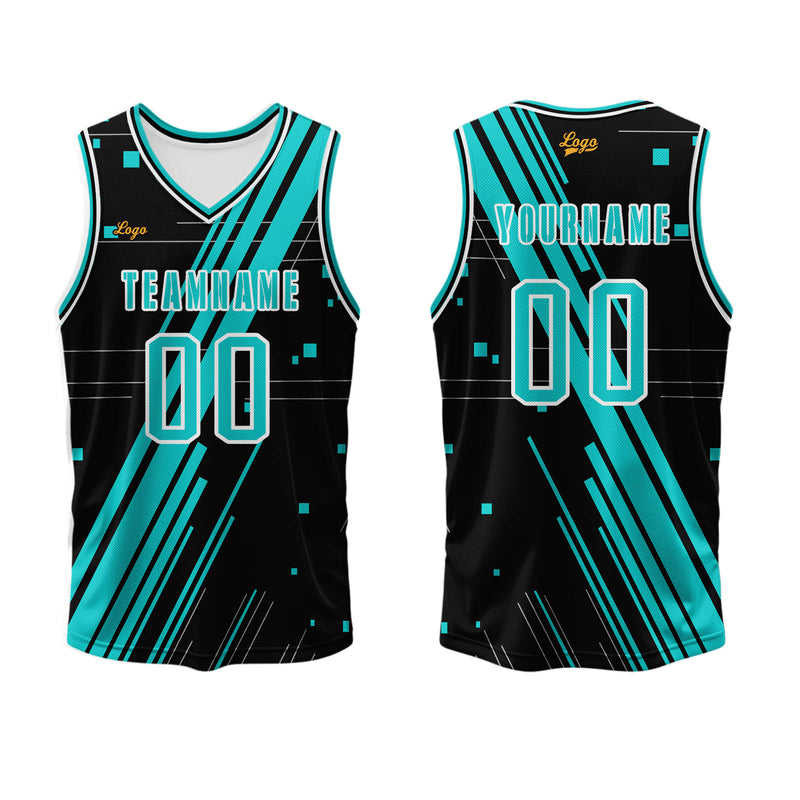Custom Black Blue Basketball Jersey Uniform Suit Printed Your Logo Name Number