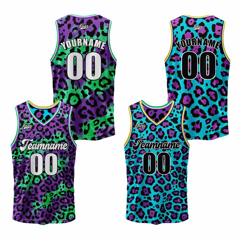 Custom Purple Aqua Reversible Basketball Suit for Adults and Kids Personalized Jersey