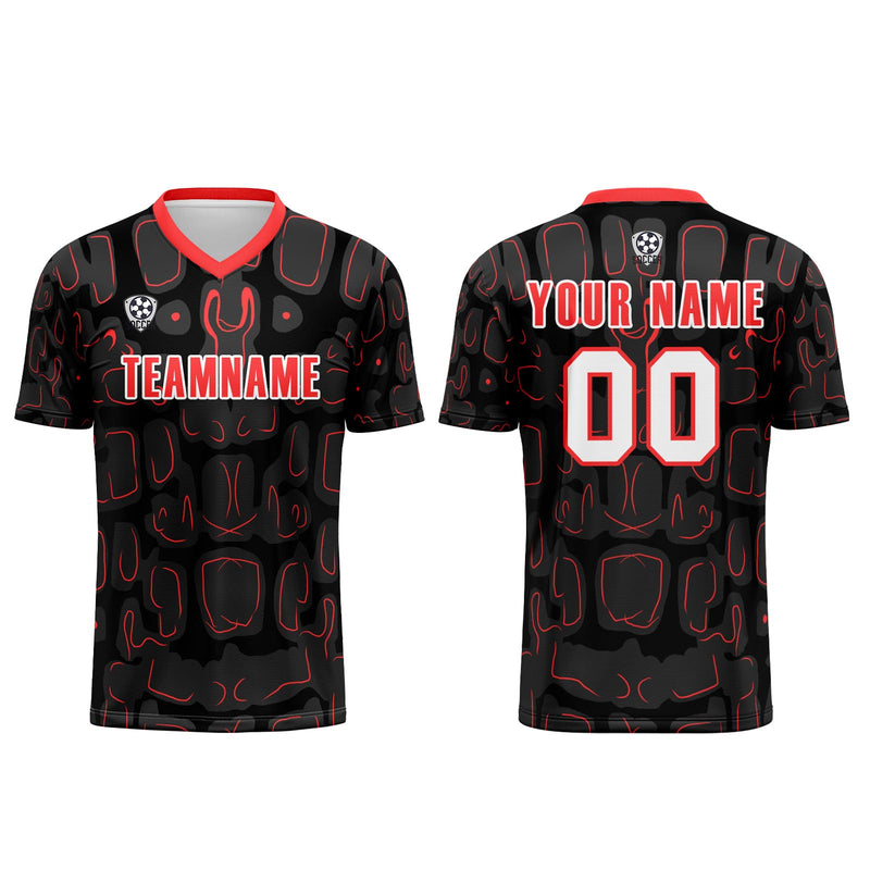 Custom Black Red Jerseys for Men Women Personalized Soccer Uniforms for Adult and Kid