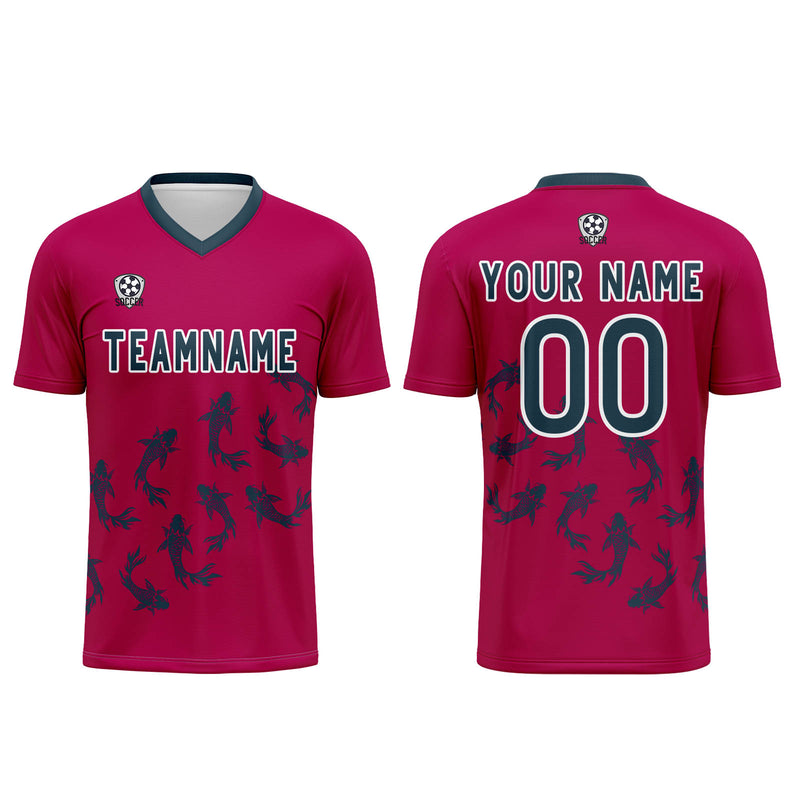 Custom Rose Red Jerseys for Men Women Personalized Soccer Uniforms for Adult and Kid