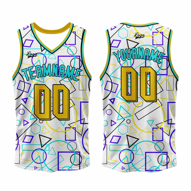 Custom White Yellow Basketball Jersey Uniform Suit Printed Your Logo Name Number