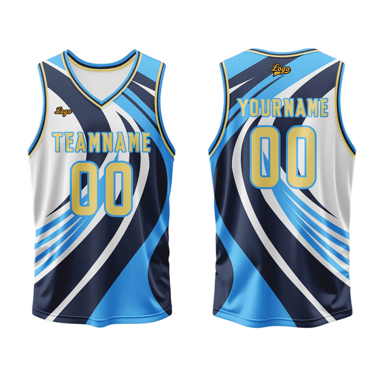 Custom Blue Yellow Basketball Jersey Uniform Suit Printed Your Logo Name Number