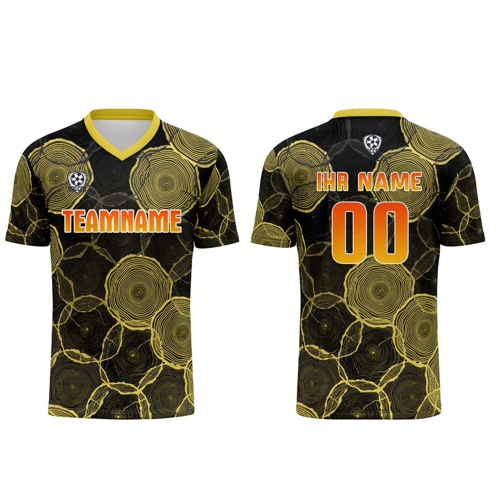 Custom  Black Yellow Jerseys for Men Women Personalized Soccer Uniforms for Adult and Kid enthsush