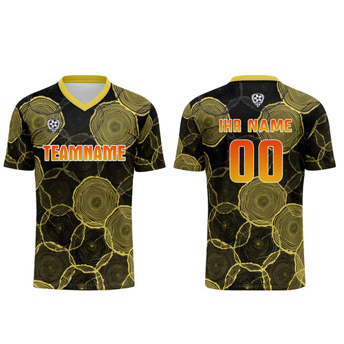 Custom  Black Yellow Jerseys for Men Women Personalized Soccer Uniforms for Adult and Kid enthsush