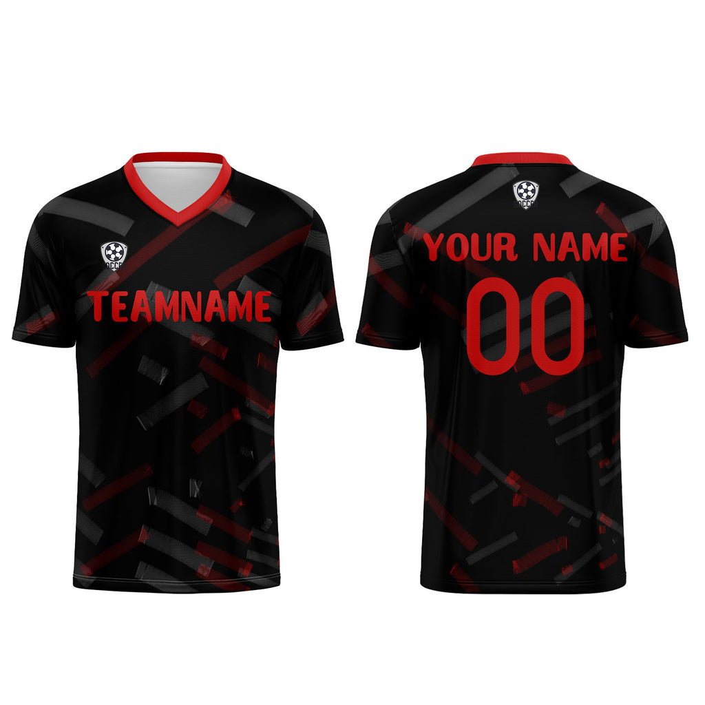 Custom Black Red Jerseys for Men Women Personalized Soccer Uniforms for Adult and Kid enthsush