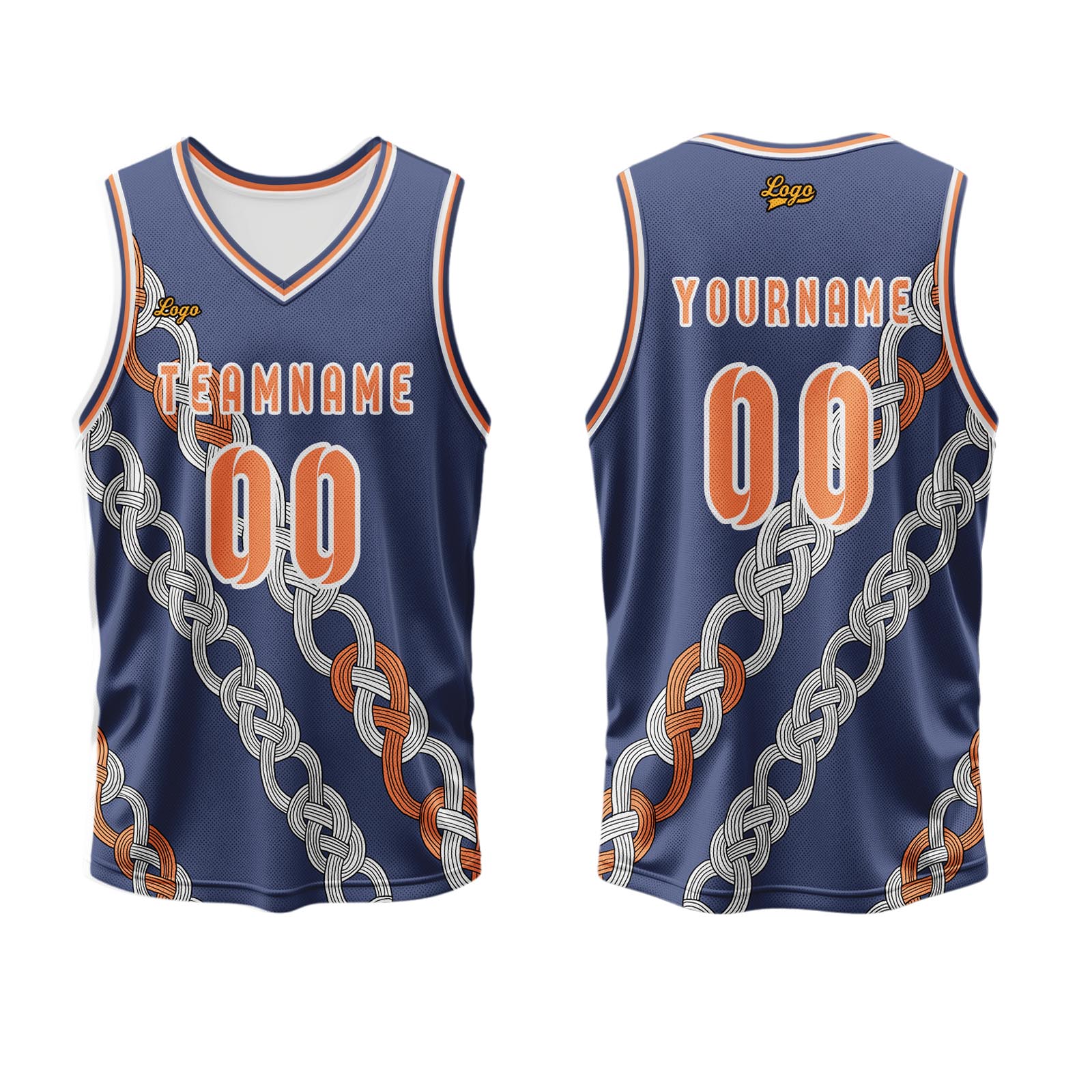 Custom Blue Orange Basketball Jersey Uniform Suit Printed Your Logo Name Number enthsush