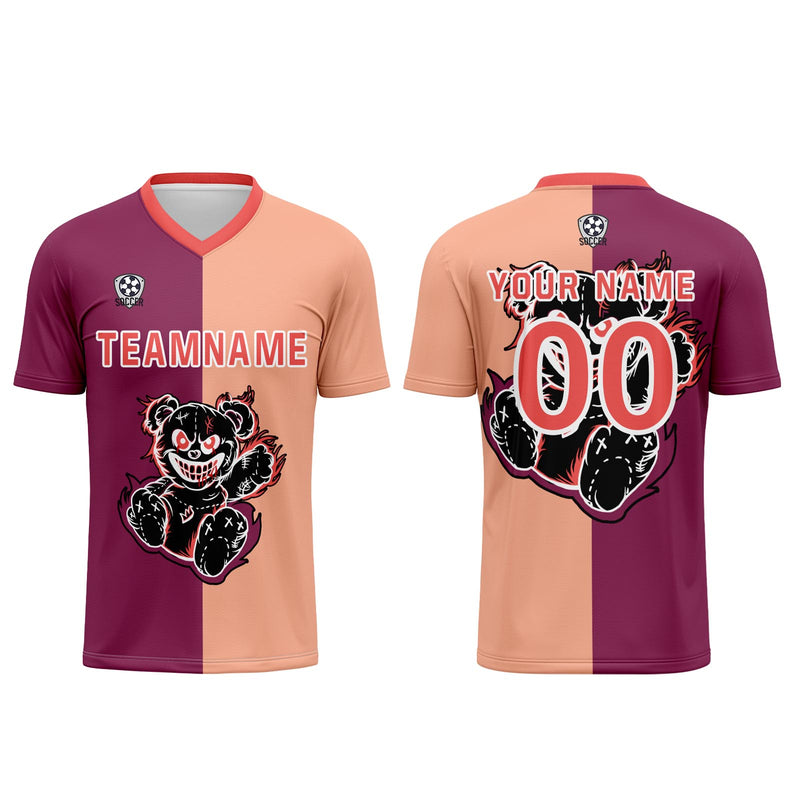 Custom Fuchsia Light Brown Jerseys for Men Women Personalized Soccer Uniforms for Adult and Kid