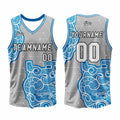 Custom Gray Blue Basketball Jersey Uniform Suit Printed Your Logo Name Number enthsush