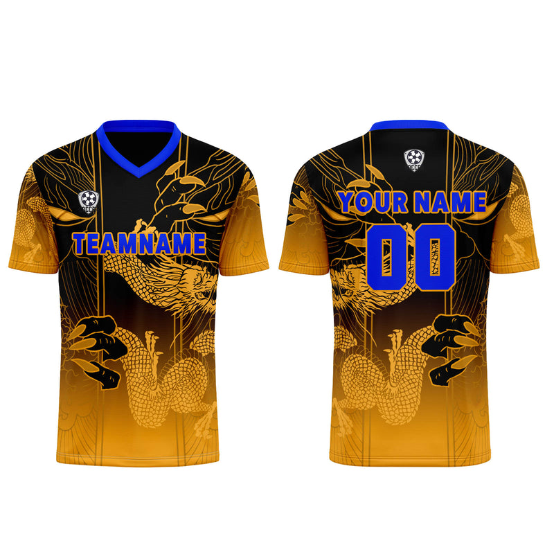 Custom Yellow Blue Jerseys for Men Women Personalized Soccer Uniforms for Adult and Kid