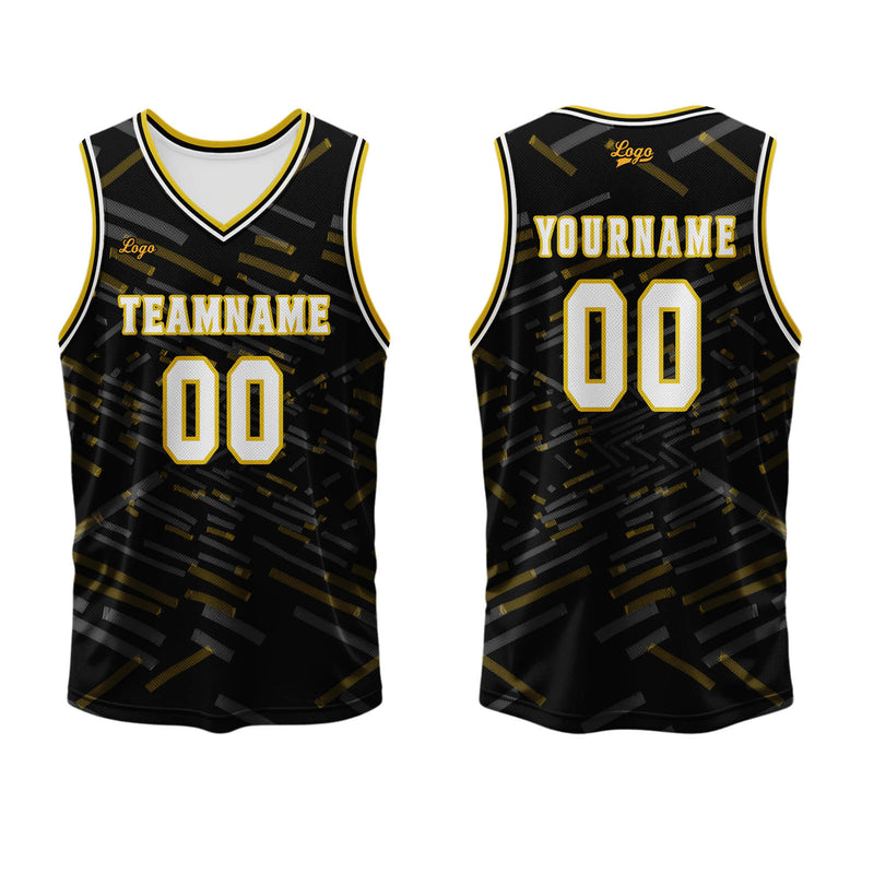 Custom Black Yellow Basketball Jersey Uniform Suit Printed Your Logo Name Number