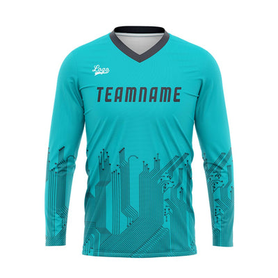 Custom Cyan Dark Gray Basketball Soccer Football Shooting Long T-Shirt for Adults and Kids enthsush