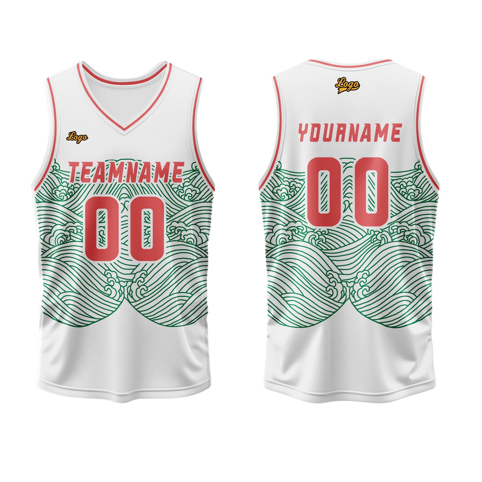 Custom White Green Red Basketball Jersey Uniform Suit Printed Your Logo Name Number enthsush