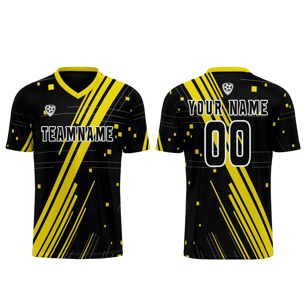 Custom Black Yellow Jerseys for Men Women Personalized Soccer Uniforms for Adult and Kid enthsush