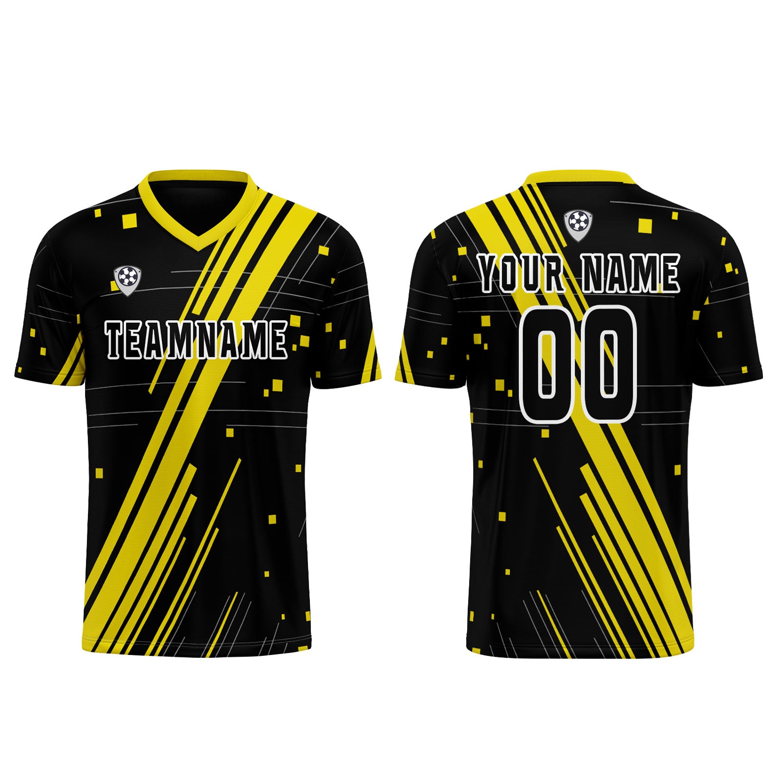Custom Black Yellow Jerseys for Men Women Personalized Soccer Uniforms for Adult and Kid enthsush